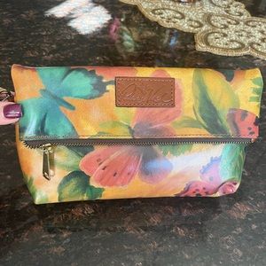 PATRICIA NASH VALERIE Watercolor Fold-over Butterfly Wristlet with Strap